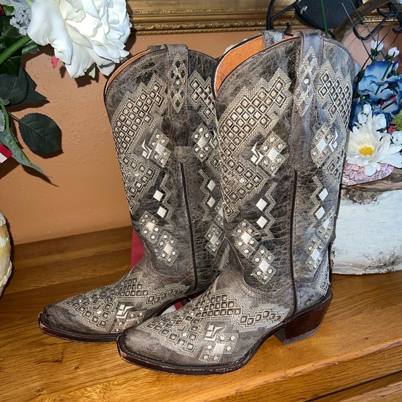 Golden Guns Distressed Brown Embroidered/Crystal   Western Boots  US6 MEX23 - Picture 4 of 12